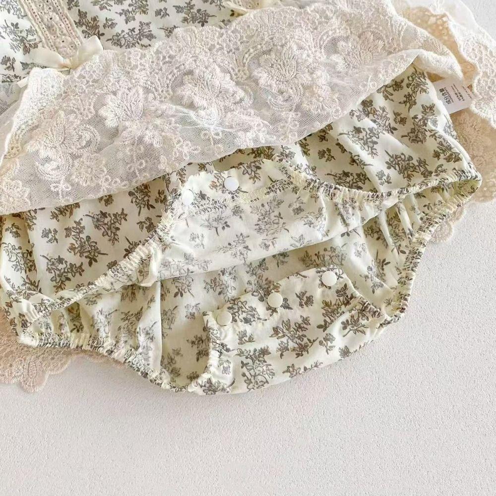 Casual Outfit Lace Mesh Baby Jumper Dress Bowknot Bodysuit Flower Baby Jumpsuit Fluffy Cotton Toddle Climb Suit Gifts