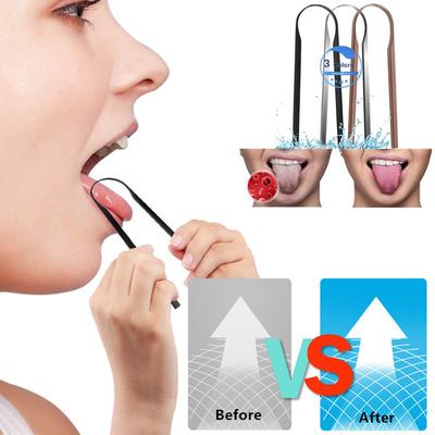 1Pcs Stainless Steel Tongue Scraper U-Shaped Coated Fresh Breath Cleaning Oral Hygiene Metal Tongue Brush