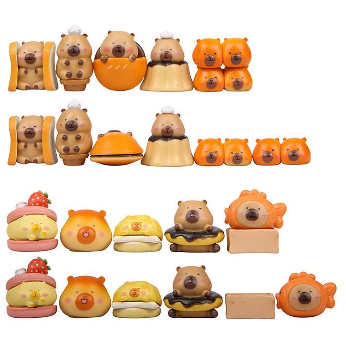 Capybara Resin Ornaments With Pudding Donuts And Sandwiches Design Gift For