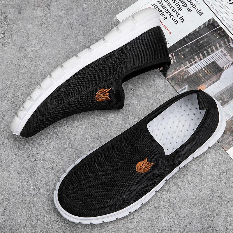 Yuxing Shoe Factory Men's Fly Knitted Walking Shoes PVC Sole Non-slip Design Lightweight and Breathable Daily Walking
