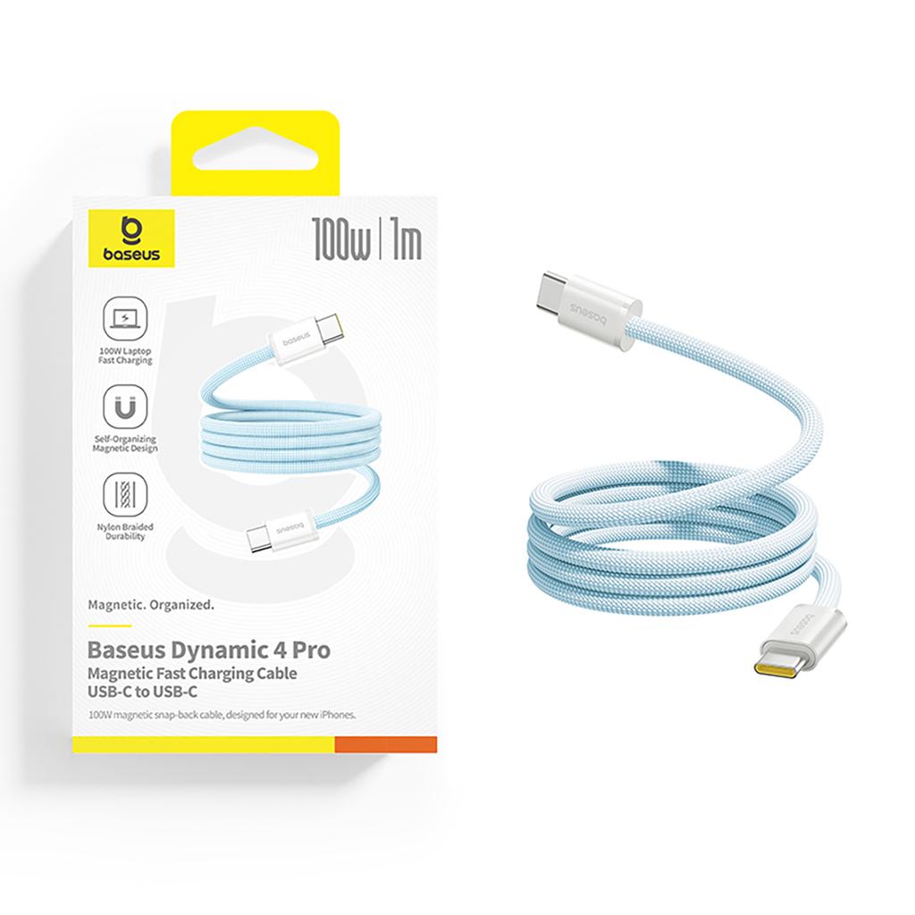 Kabel Przewód Samoczynnie Układający Się Usb-C Dynamic 4 Pro 100W 1M - Niebieski