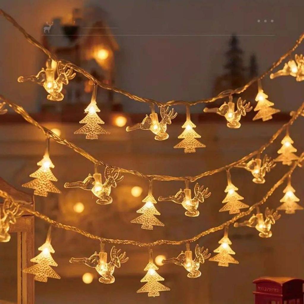 20LED Christmas Tree Reindeer Snowflake Battery Box Christmas Day Light String Holiday Decoration Christmas Tree Hanging Lights