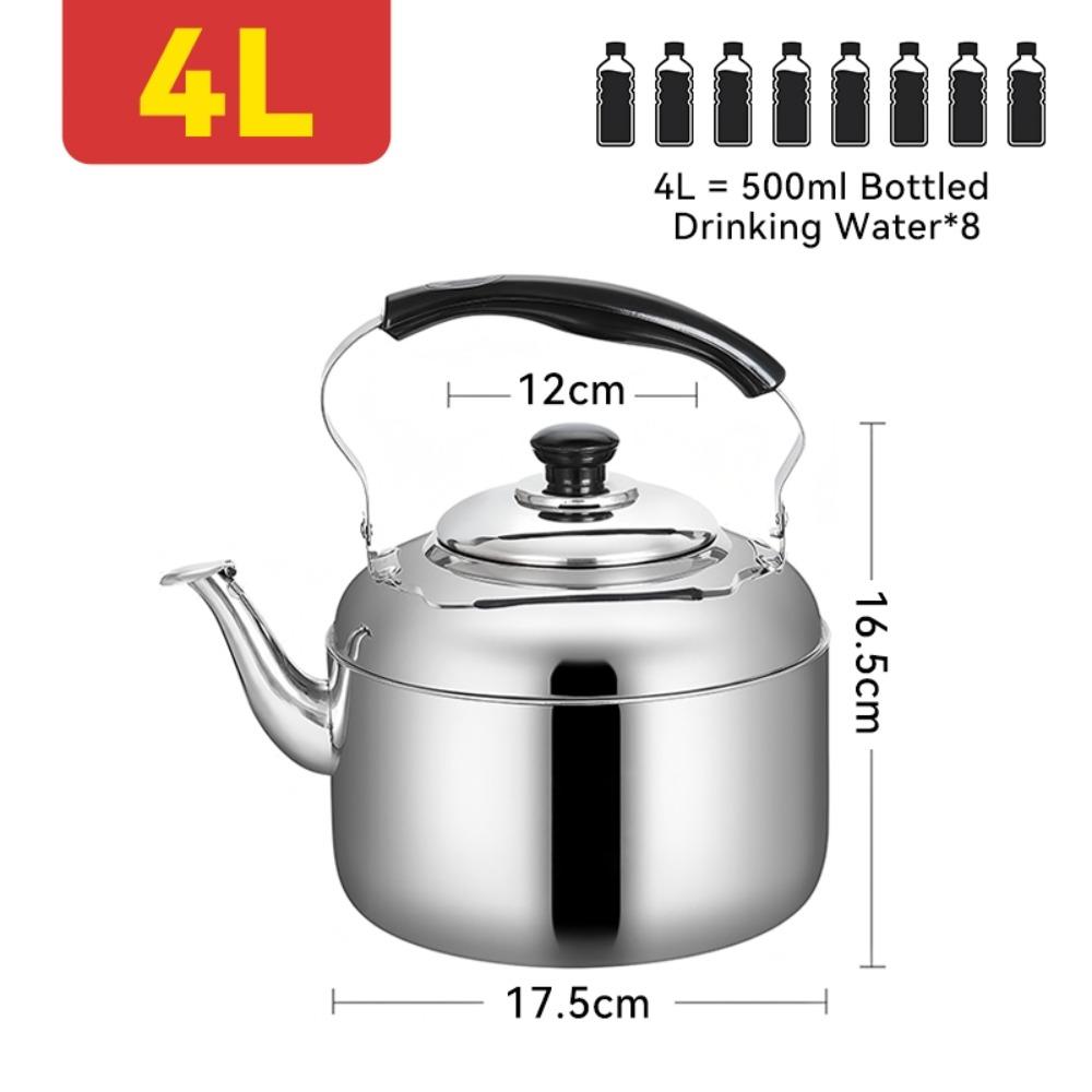 Stainless Steel Whistling Teapot Anti Burn Handle Large Diameter Spout Stovetop Water Boiler Eco Friendly Whistling Feature