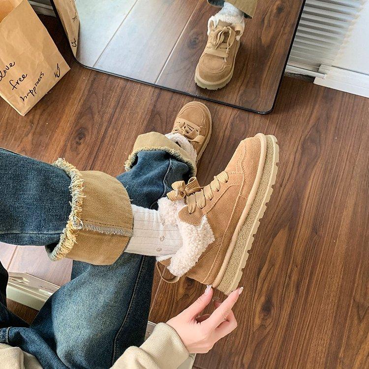 "Uncle Wen" Koala~ New non-slip velvet warm snow boots leather short boots cotton shoes children thickened warm