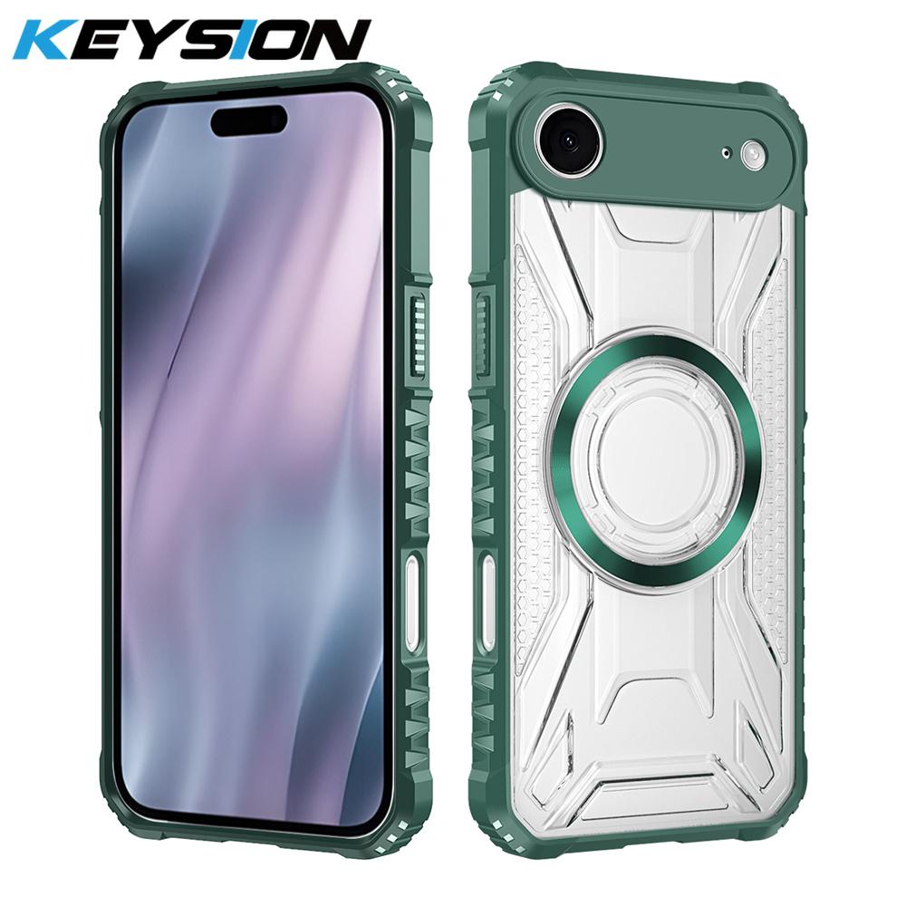 KEYSION Transparent Magnetic Case for iPhone 17 Pro Max Soft Silicone+PC Heavy Duty Shockproof Phone Cover for iPhone 17 17 Air