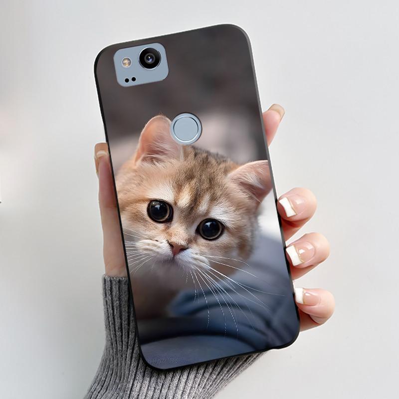 Cute Case For Google Pixel 2 / Pixel 2XL Printing Shell Pixel 1 XL Pixel1 Protective Cover Soft Silicone Cartoon Black Casing