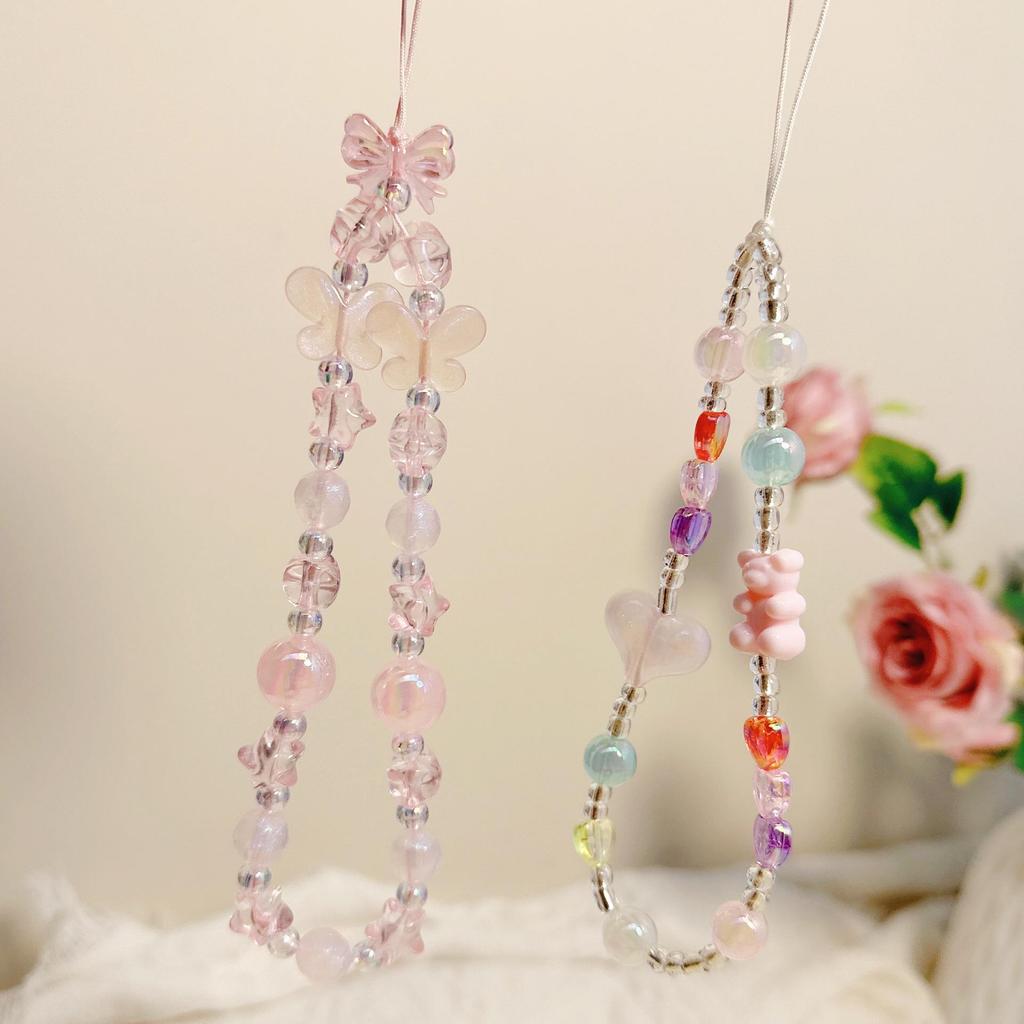 Pink Bear Bow Cell Phone Charm: Anti-Drop Lanyard & Wrist Strap