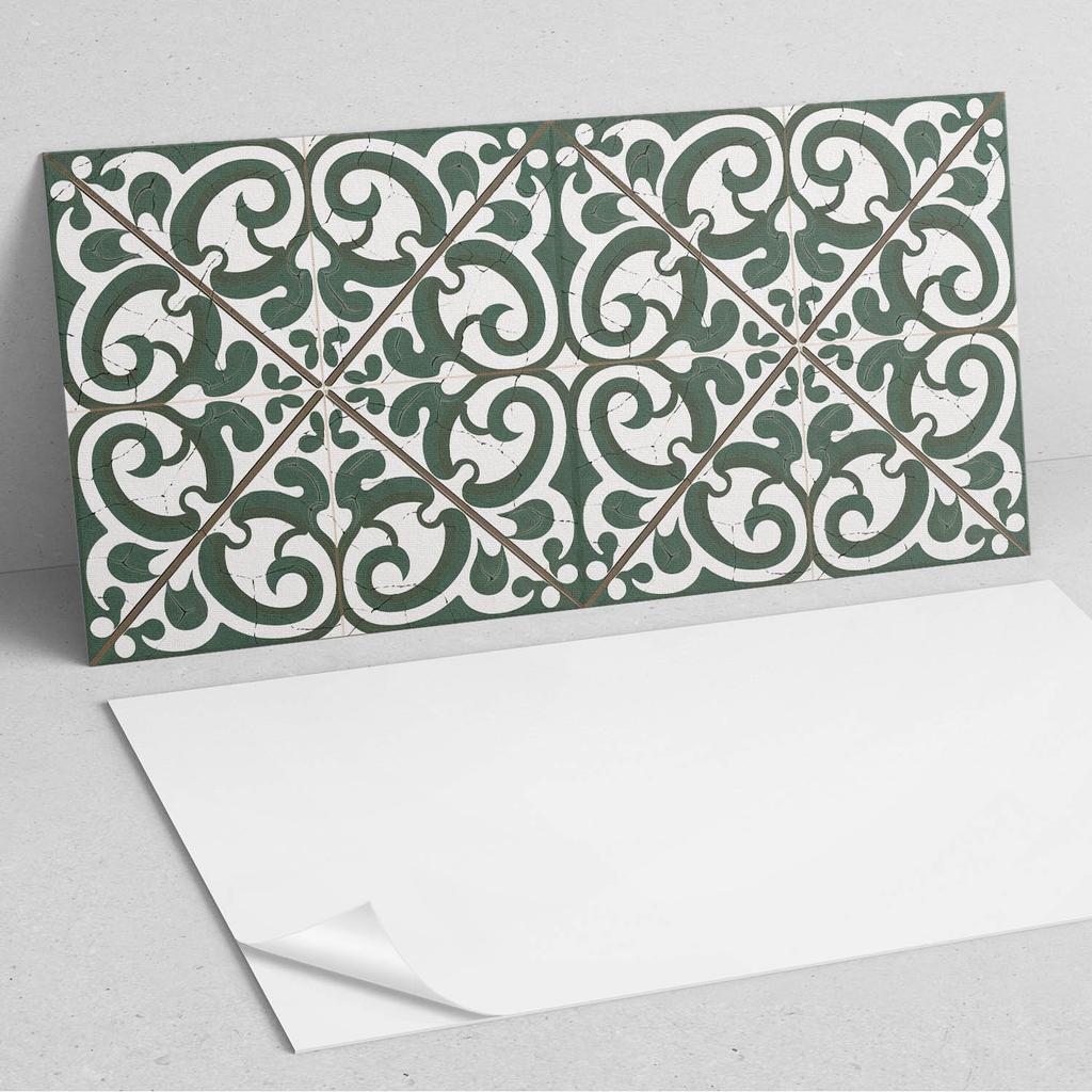 Printed Vinyl Wall Panel for Dining Room 100x50 cm Pattern with Plant Motifs