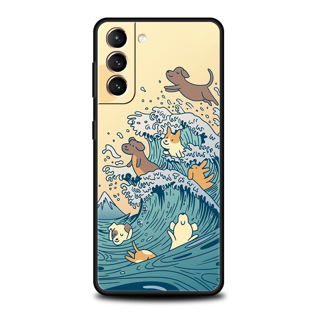 Koi Fish Case For Samsung Galaxy S22 Ultra S21 S20 FE 5G S10 S9 S24 Plus S10E S23 Phone Cover Black Silicone Shell