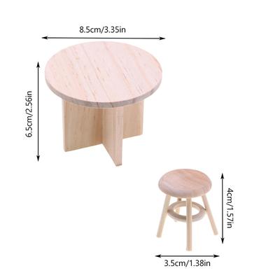 1/12 Puppenhaus Miniatur Tisch Stuhl Hocker Modell Puppe Home Mini Möbel Dekoration Spielzeug Micro Szene Bau Requisiten