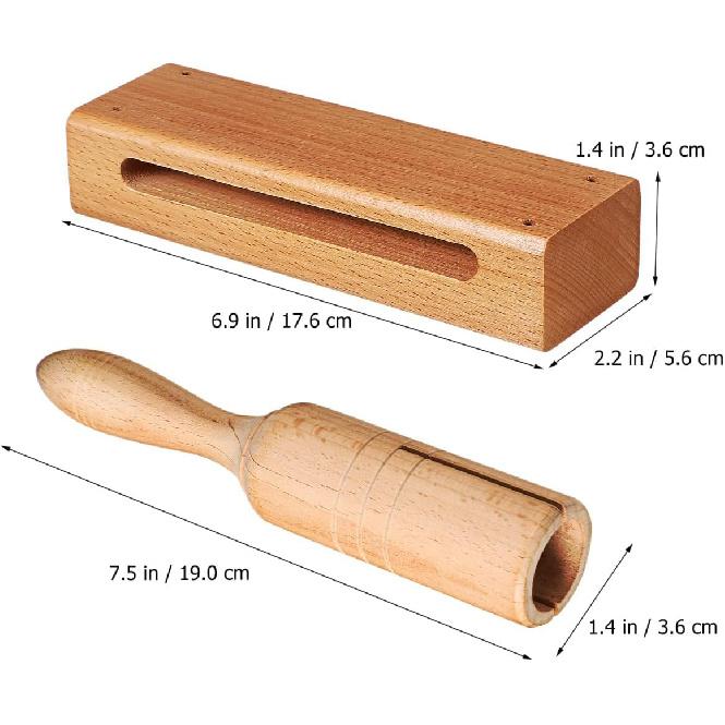 Toyvian 2 Sets of Beech Wood and Clapper Tubes with Mallets, Compact Percussion Instruments for Music Classes and Storytelling