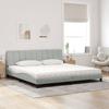 VidaXL Bed with Light Grey Mattress 200x200 Cm Velvet, Bedroom Furniture, Double Bed, Curved Bed Frame, 3208616