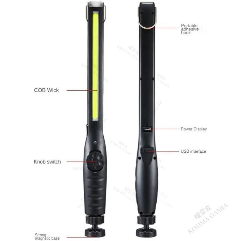 Powerful COB LED Work Light USB Rechargeable Magnetic Base for Hands Free Car Repair Home Garage and Emergency Lamp Car Light