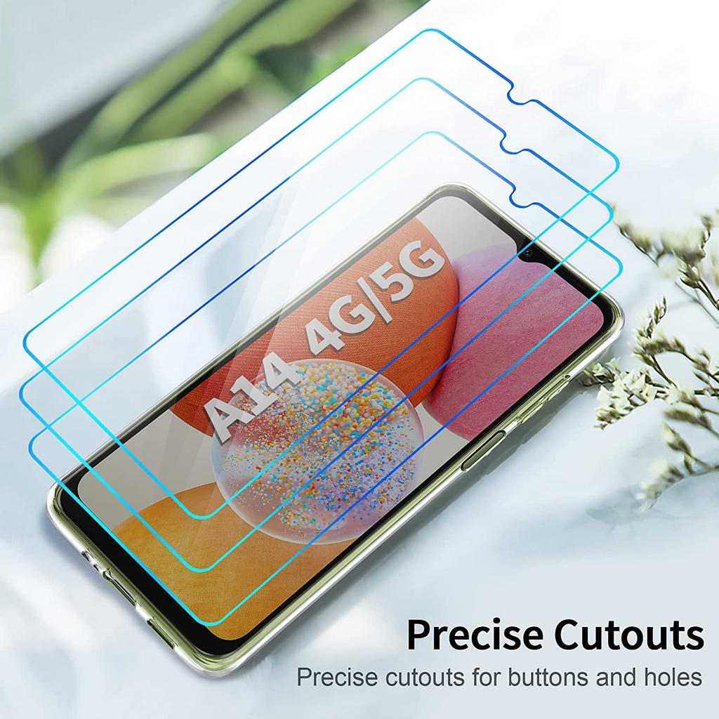 Clear TPU Case for Samsung Galaxy A14 5G/A14 4G Soft Phone Cover+3Pcs 2.5D Arc Edge Tempered Glass Screen Film