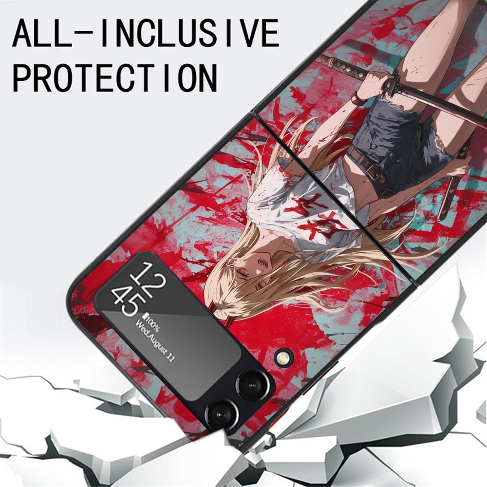 C-Chainsaw Mans Power Phone Case For Samsung Galaxy Z Flip3 Flip4 Flip5 Flip6 Flip7 For Z Flip 7 6 5 4 3 5G Hard Folding Cover G
