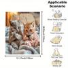 Contemporary Cartoon Cat Print Digital Flannel Throw Blanket - Polyester, Non-Woven, Reversible, All-Season, Soft, High-Density, No Pilling,
