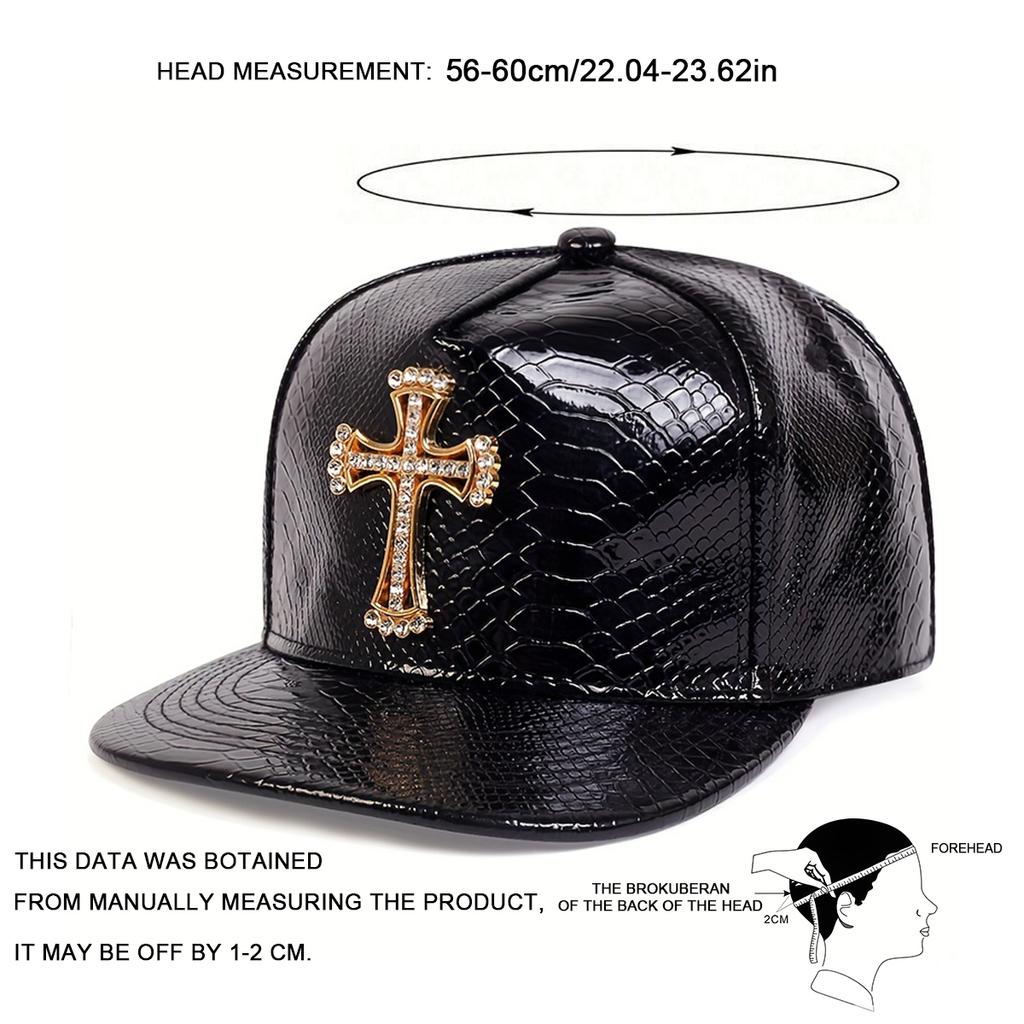 Unisex Cross Label Python Patterned Leather Hip-hop Hats Spring Autumn Outdoor Adjustable Casual Baseball Caps Sunscreen Hat