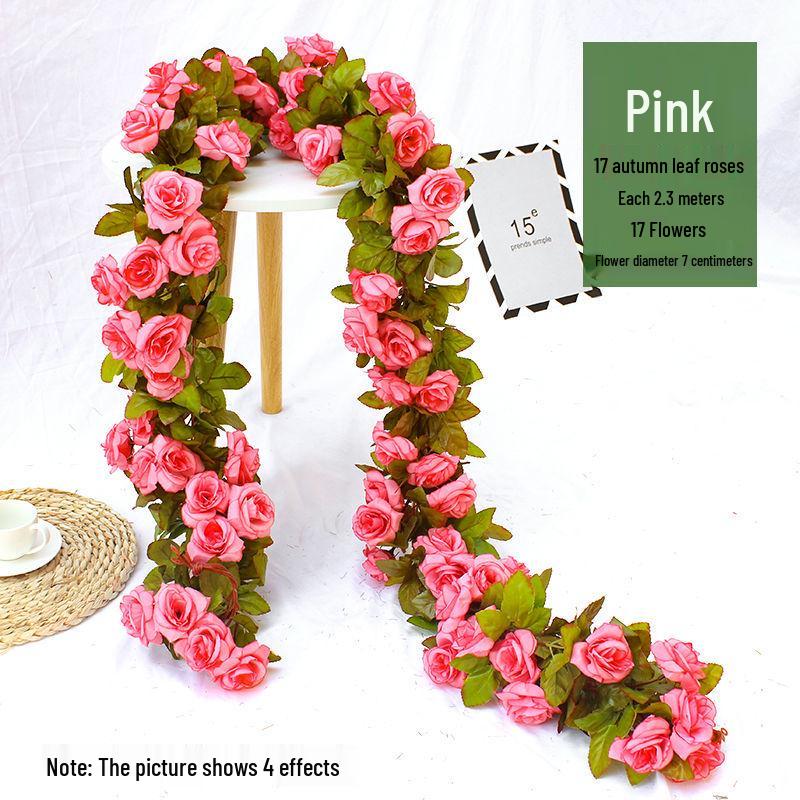 Artificial Rose Vine Garland for Air Conditioning Pipe Decoration