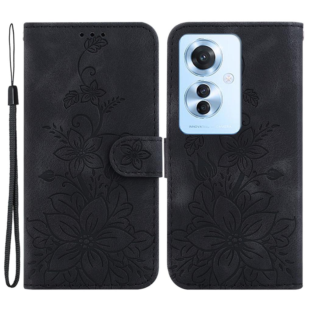 For Oppo Reno11 F 5G/F25 Pro 5G Case Phone Leather Wallet Lily Flower Imprint Full Protection Shell
