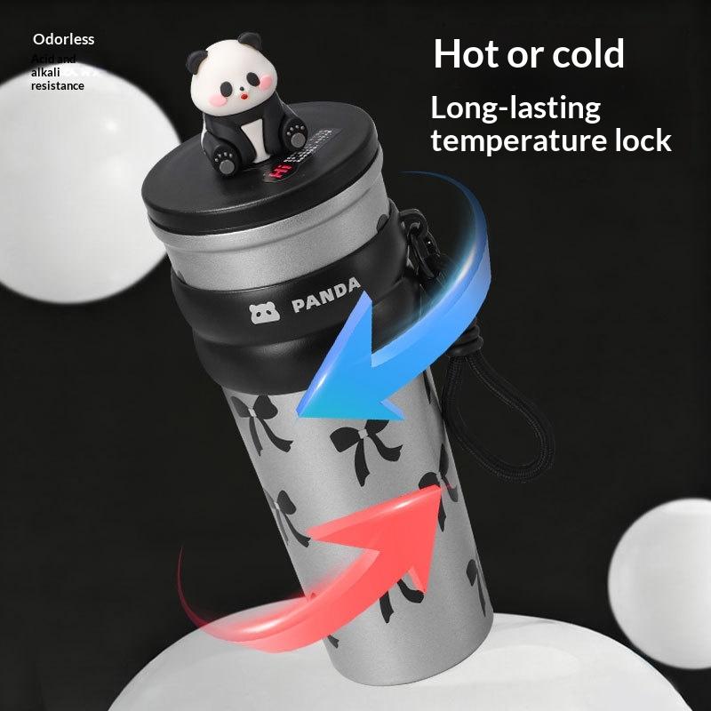 High Appearance, Large Capacity Cartoon Animal Insulated Cup, Car Mounted Stainless Steel Straw Cup