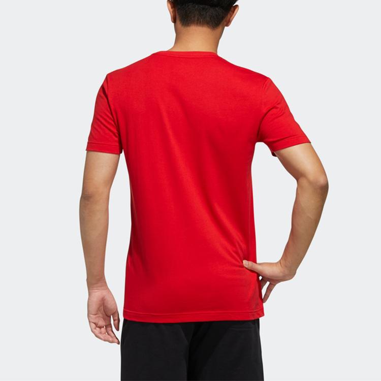 Adidas Neo Sports Print Logo Crew Neck T-Shirt Men Tops Red FP7388