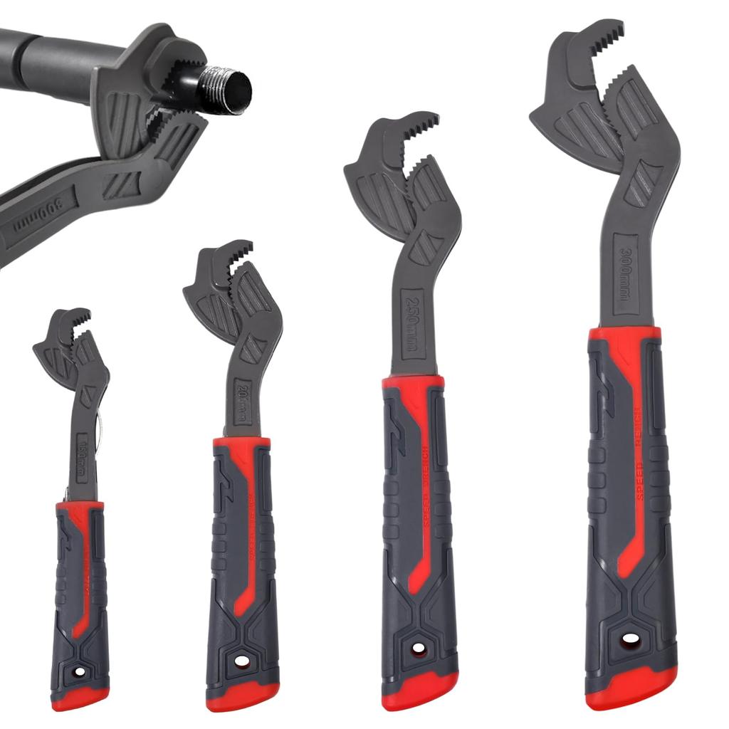 SPEEDWOX Pipe Chrome Vanadium Handy Tool with Storage Openings for Auto Repair and Home Plumbing and Plumbing Work 4-Piece Self-Adjusting Wrench,