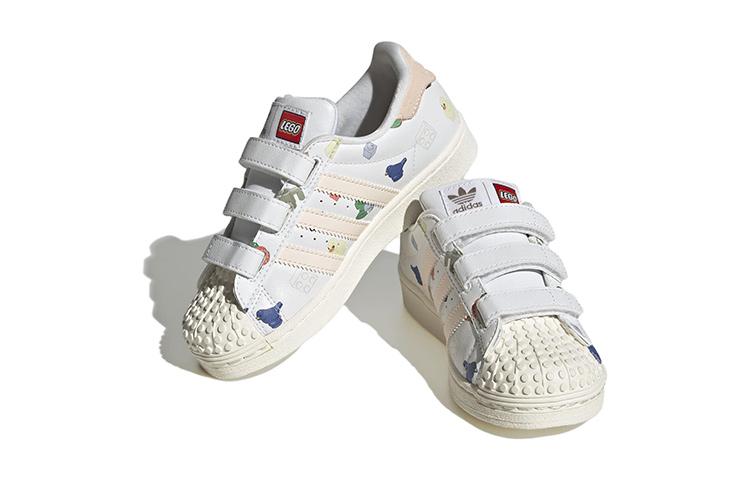 LEGO X Adidas Originals SUPERSTAR Low Top Kids' Skateboarding Shoes White Green Pink Kids' IF2202