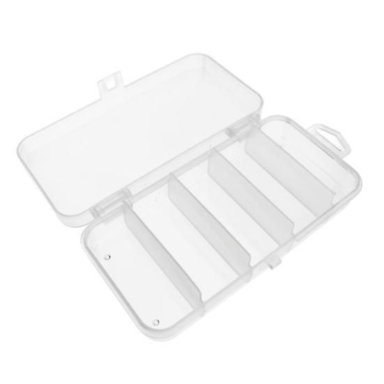 5-Compartment Fishing Lure Box, Soft Hard Bait Hook Fishing Accessory Organizer Case, Clear Visible Plastic Fishing Tackle Storage Container