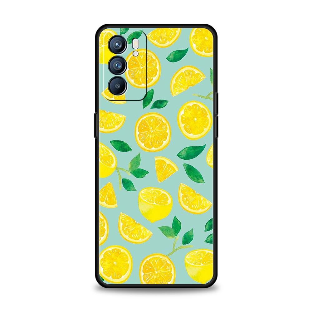 Mediterranean Lemon Soft Phone Case For Oppo Find X5 A54 A53 A52 A9 2020 A15 A95 A16 A76 A74 A12 Reno7 SE Reno6 Pro 5G TPU Cover