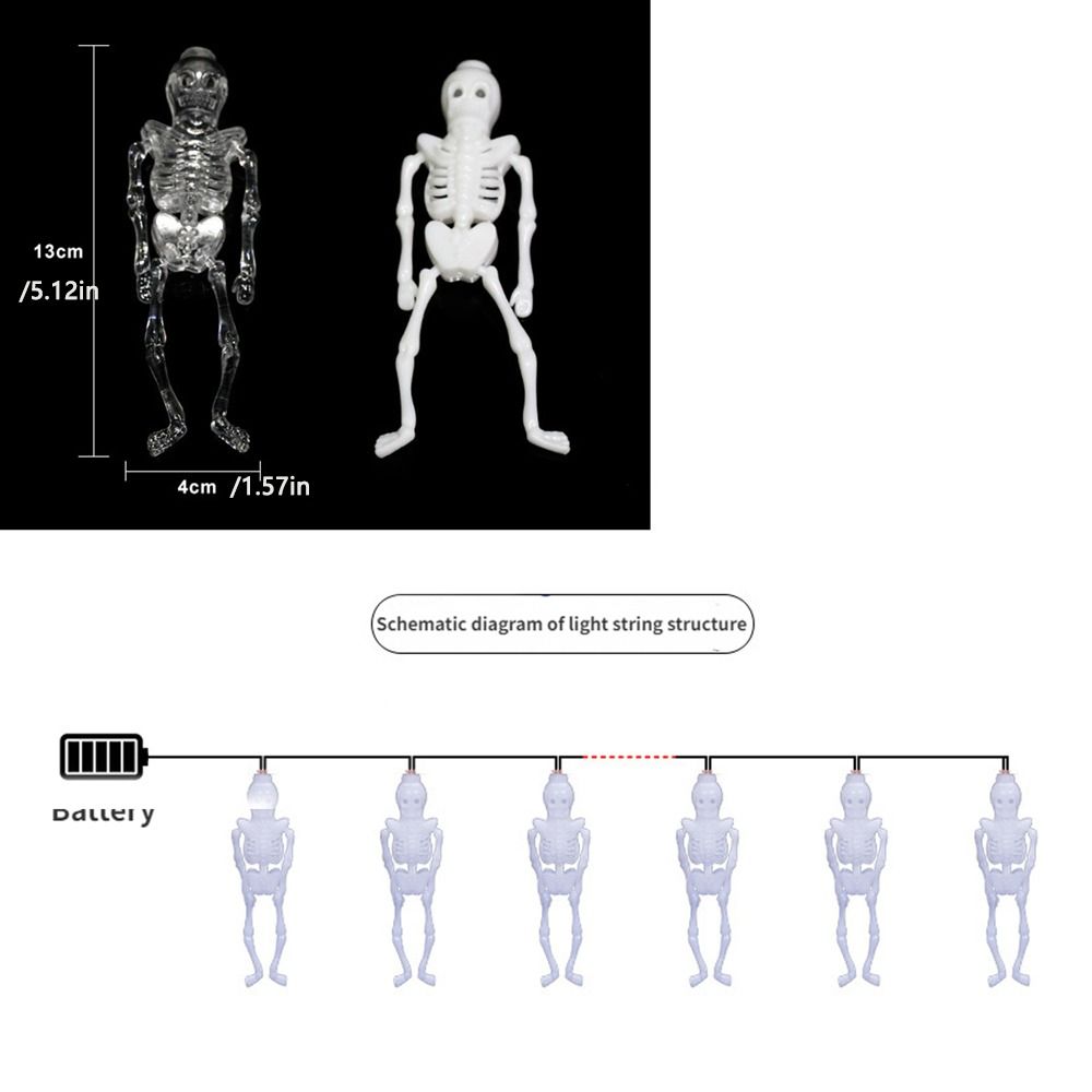 Skeleton Frame Skeletons Lights String Terror Halloween String Lights 1.5M   Party Decor