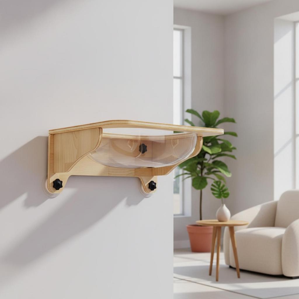 Wall-Mounted Cat Bed with Transparent Capsule Space-Saving Window Perch