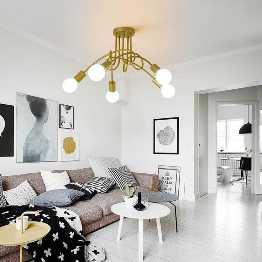 

Креативный 5 кривых позолоченный потолочный светильник в скандинавском стиле, современная люстра, ресторан, кафе, отель, гостиная