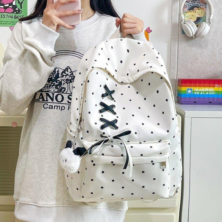 Schoolbag high-value girl schoolbag junior high school students high school students new niche polka dot backpack lightweight versatile travel