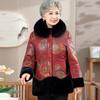 Mom's Winter Clothes Plus Velvet Thickened Cotton Coat Jacket Middle-aged and Elderly Women's Fur Integrated Fur Collar Coat Old Grandma Cotton Coat