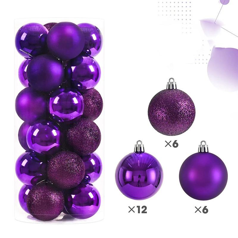 24Pcs 6cm Christmas Ball Decoration for Christmas Tree Hanging Pendant Ornaments Home Room Decor New Year Navidad DIY Gift Box