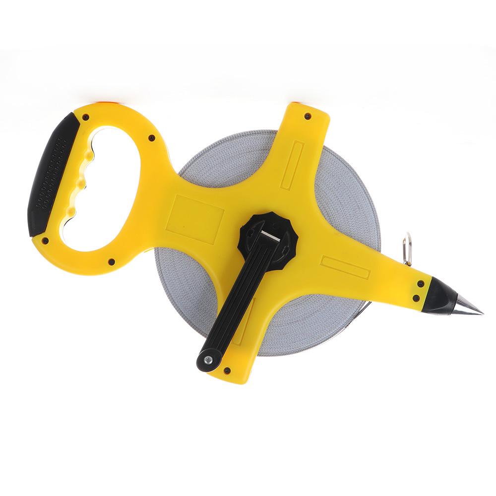 Round Disc Fiberglass Tape Measure with Yellow Shell: 30m, 50m, 100m Options