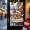 Retro Truck Xmas Signs 2D Christmas Wooden Door Hanger Ornaments, Santa Snowman Reindeer Welcome Wall Festive Front Sign, Rustic Farmhouse Tree