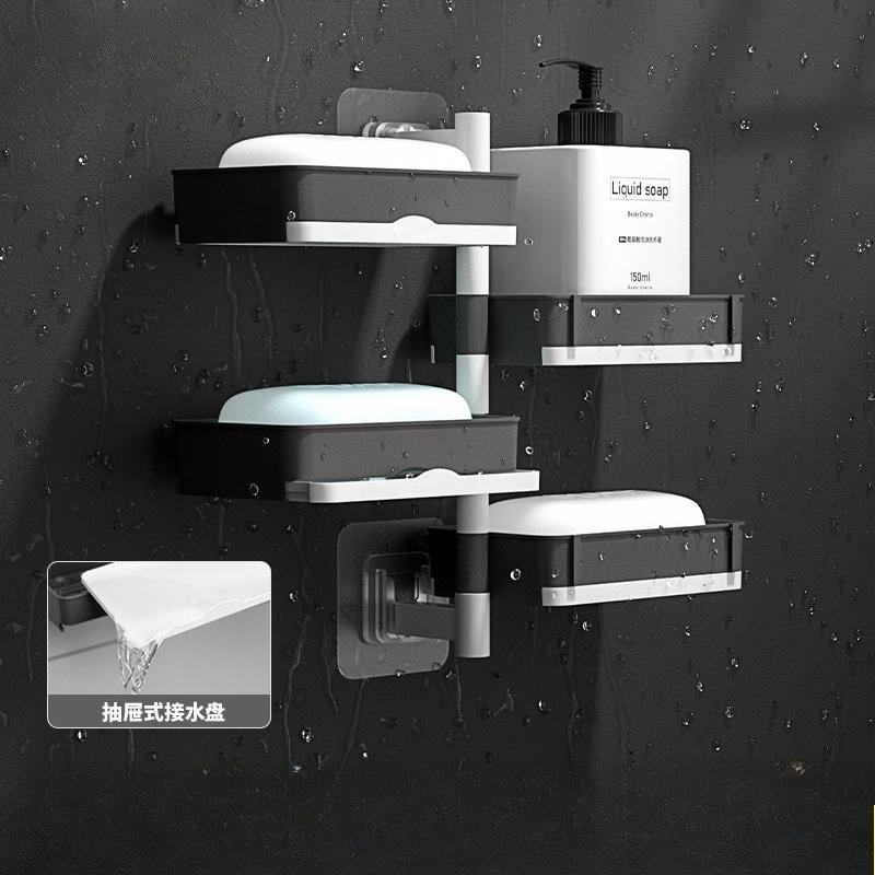 1 Stück Lin Jie Drehbarer Seifenkasten Neuer Kreativer Ohne Bohren Seifenkasten Badezimmer Toilette Mehrschichtiges Abflussregal