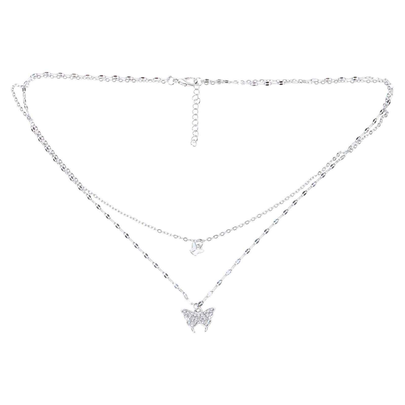 

Классическое цирконовое ожерелье-бабочка, модное двухслойное ожерелье-бабочка, шейный аксессуар для любителей моды