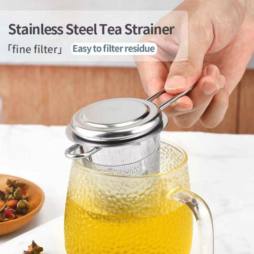 Reusable Stainless Steel Tea Strainer with Lid Spice Filter Loose Tea Infuser Basket  Home