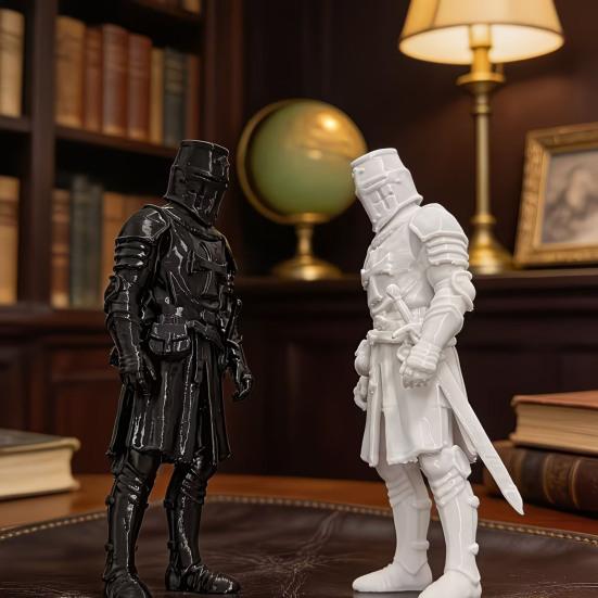 3D Printed Medieval Knight Sentinel Statue, Dark Fantasy Armor Warrior Sculpture, Gothic Tabletop Figurine for Office Home Decor Gift