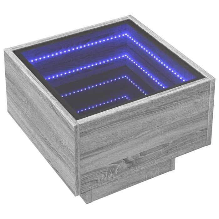 VidaXL Table de chevet avec LED infini sonoma gris 40x40x30 cm 3284068