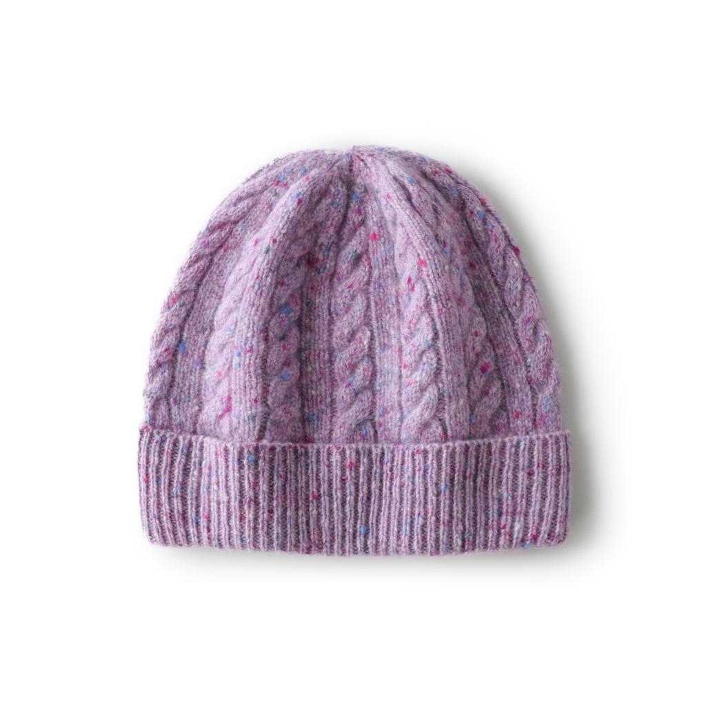 Autumn and winter% pure cashmere hats men's and women's solid color twist twisted knitted hats, thermal ear protectors, and flanged hats.