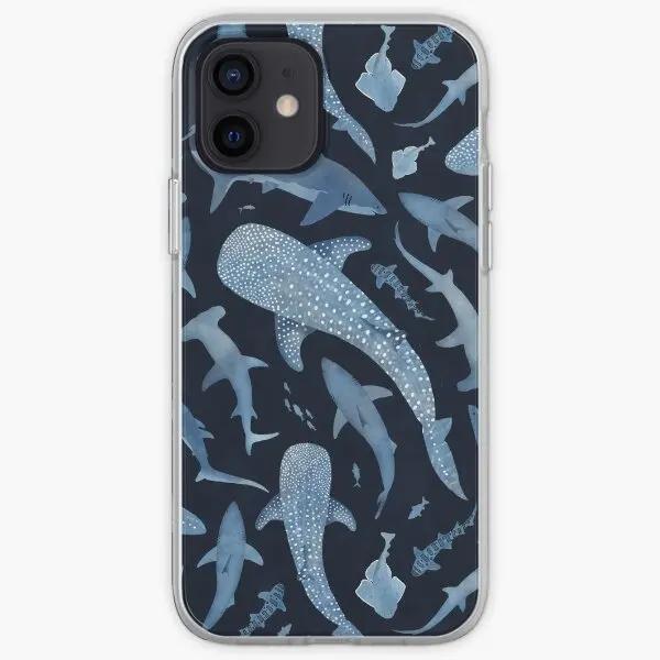 

Monochrome Blue Watercolour Shark Ocean Phone Case Customizable for iPhone 11 12 13 14 Pro Max Mini X XS XR Max 6 6S 7 8 Plus iPhone 15