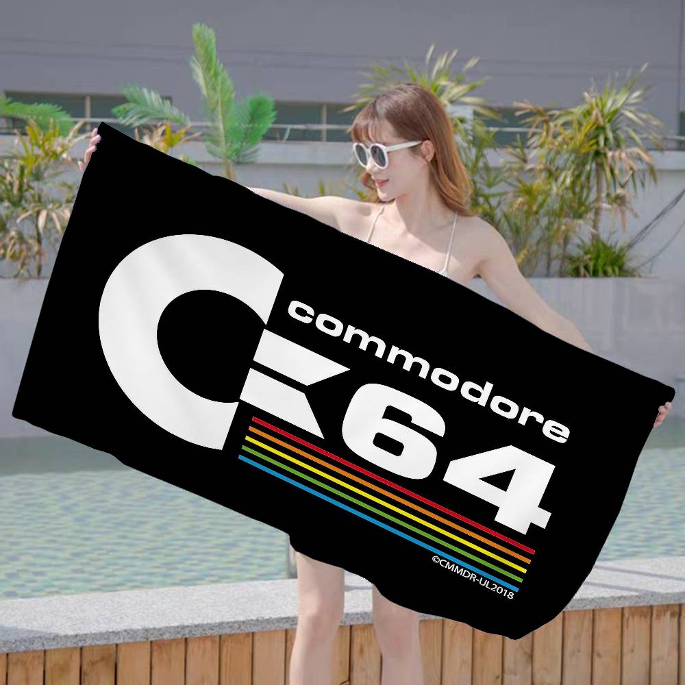 Commodore 64 logo Microfiber Blanket Quick Drying Beach Towels Oversized Printing Super Absorbent Pool Towel Blanket