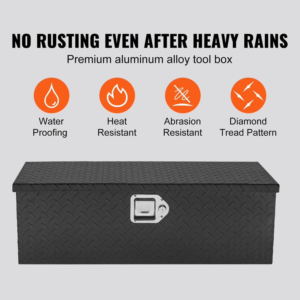 VEVOR Heavy Duty Aluminum Truck Bed Tool Box, Diamond Plate Tool Box with Side Handle and Lock Keys for Pickup, Truck Bed, RV