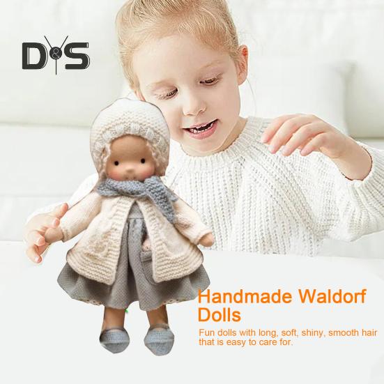 Handmade Waldorf Doll Stylish Clothes Expression Knitted Dolls with Soft Hair Vintage Crocheted Doll Gift for Family Friends Outdoor Travel Home Decor