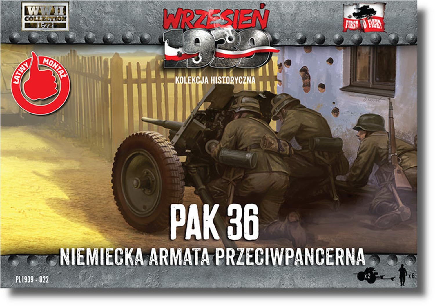 

FTF 1/72 Scale German 3.7cm PaK36 Anti-Tank Gun (Two Guns) with Artillery Unit, Plastic Model Kit PF72022 (Cannon)