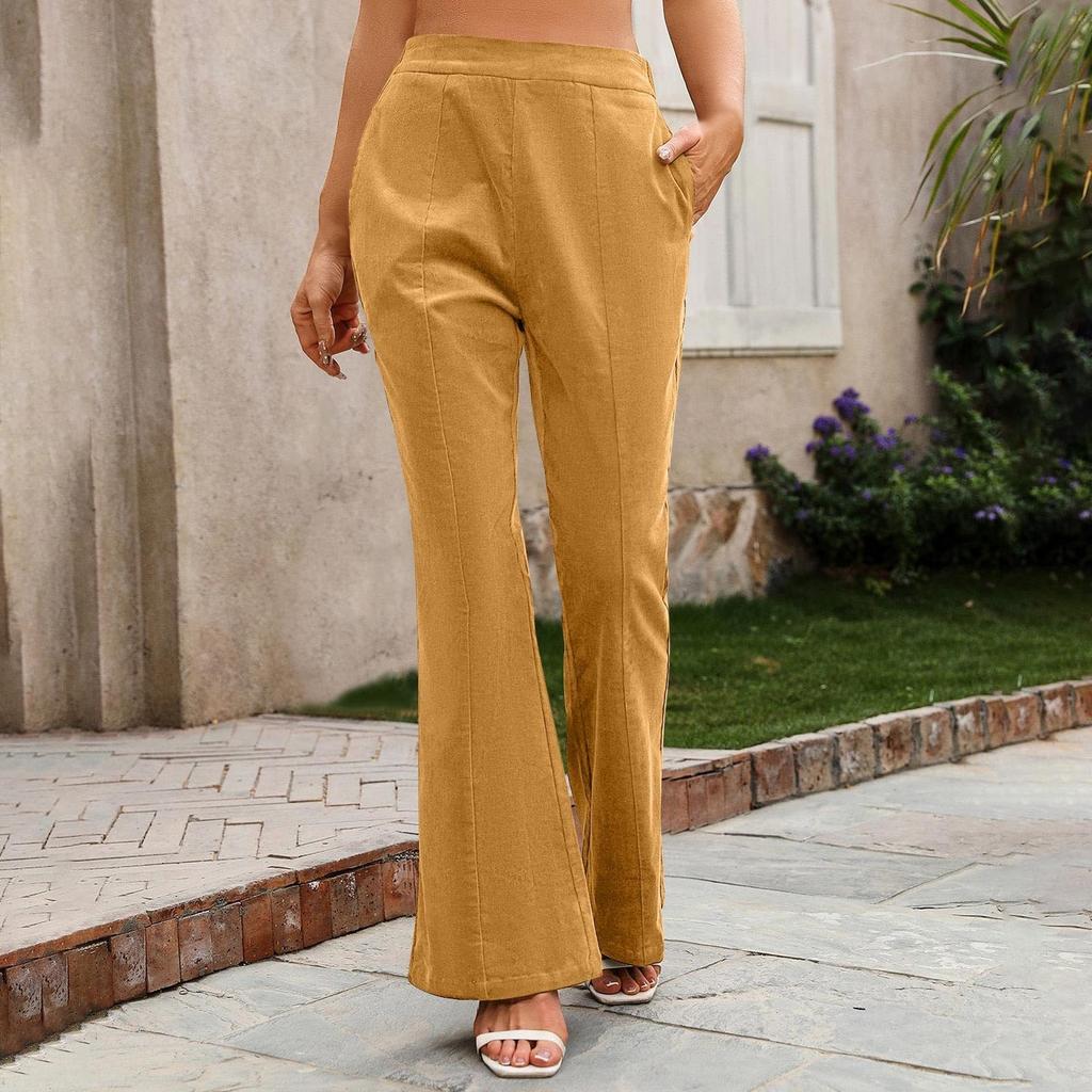 Flare Leg Dress Pants For Women Casual High Waisted Stretchy Bell Bottom Work Business Casual Trousers With Pockets