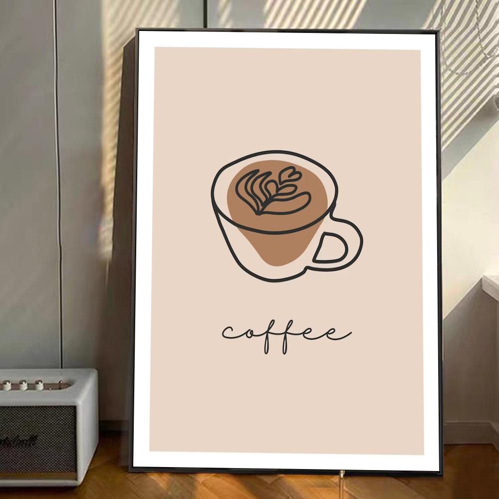 Coffee Cups funny Art Anime Posters Sticky HD Quality Wall Art Retro Posters for Home Kawaii Room Decor